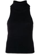 Lamberto Losani Sleeveless Turtle Neck Top - Black
