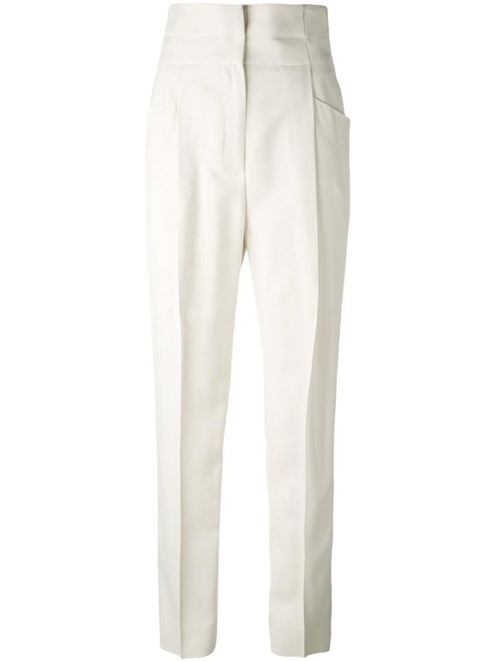 Ermanno Scervino - High-waisted Tailored Trousers - Women - Spandex/elastane/acetate/cupro/viscose - 40, Nude/neutrals, Spandex/elastane/acetate/cupro/viscose