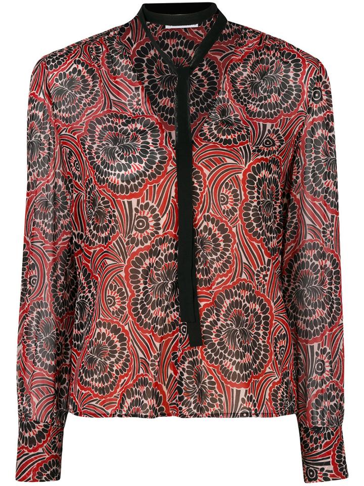 Red Valentino - Collar Applique Printed Top - Women - Silk/polyester/spandex/elastane - 44, Silk/polyester/spandex/elastane