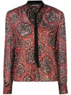 Red Valentino - Collar Applique Printed Top - Women - Silk/polyester/spandex/elastane - 44, Silk/polyester/spandex/elastane