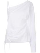 T By Alexander Wang Asymmetric Sleeve Top - White