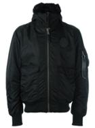 Marcelo Burlon County Of Milan Hooded Bomber Jacket, Men's, Size: Medium, Black, Cotton/acrylic/nylon/polyester