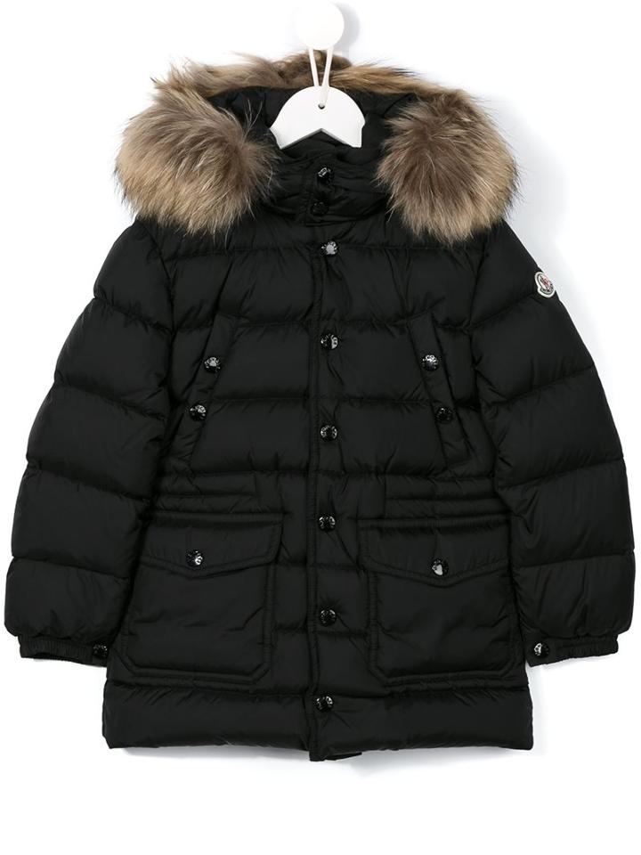 Moncler Kids Padded Button-up Coat, Boy's, Size: 12 Yrs, Black