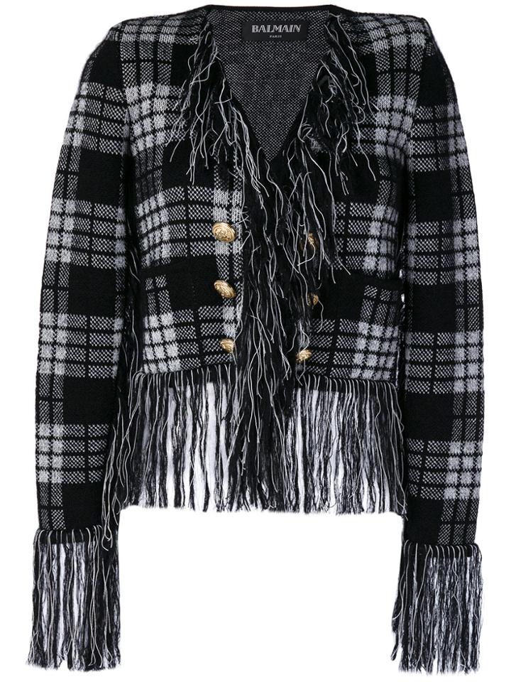 Balmain Fringe Trim Jacket - Black