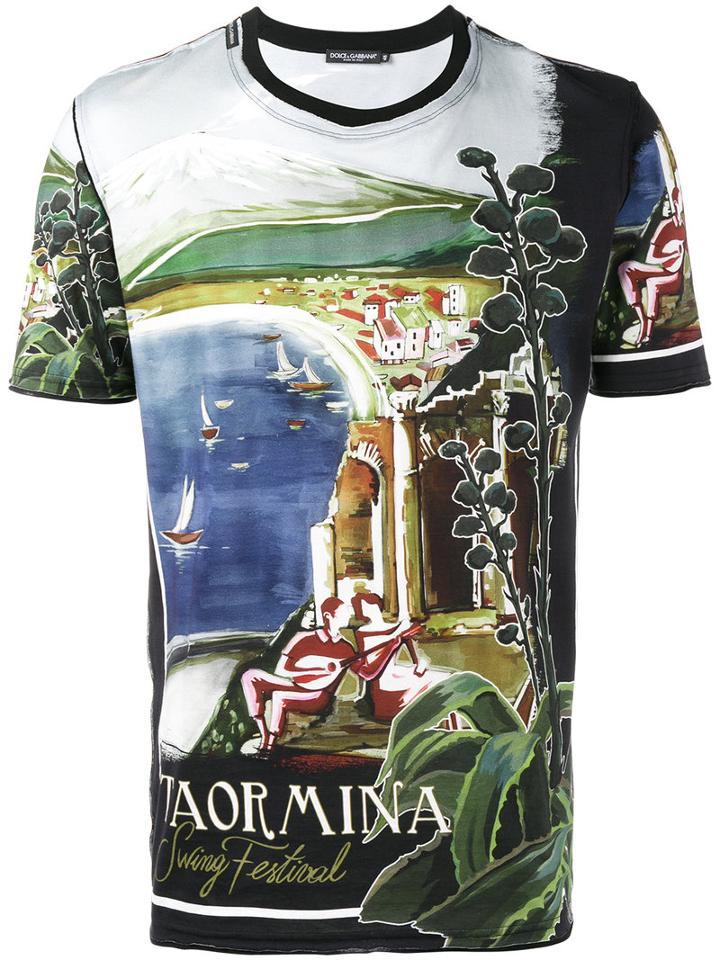 Dolce & Gabbana Taormina Print T-shirt, Men's, Size: 50, Cotton