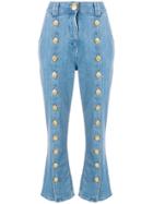 Balmain Buttoned Cropped Jeans - Blue