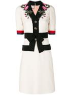Gucci - Embroidered Gg Web Detail Dress - Women - Silk/cotton/acetate/wool - 40, Black, Silk/cotton/acetate/wool