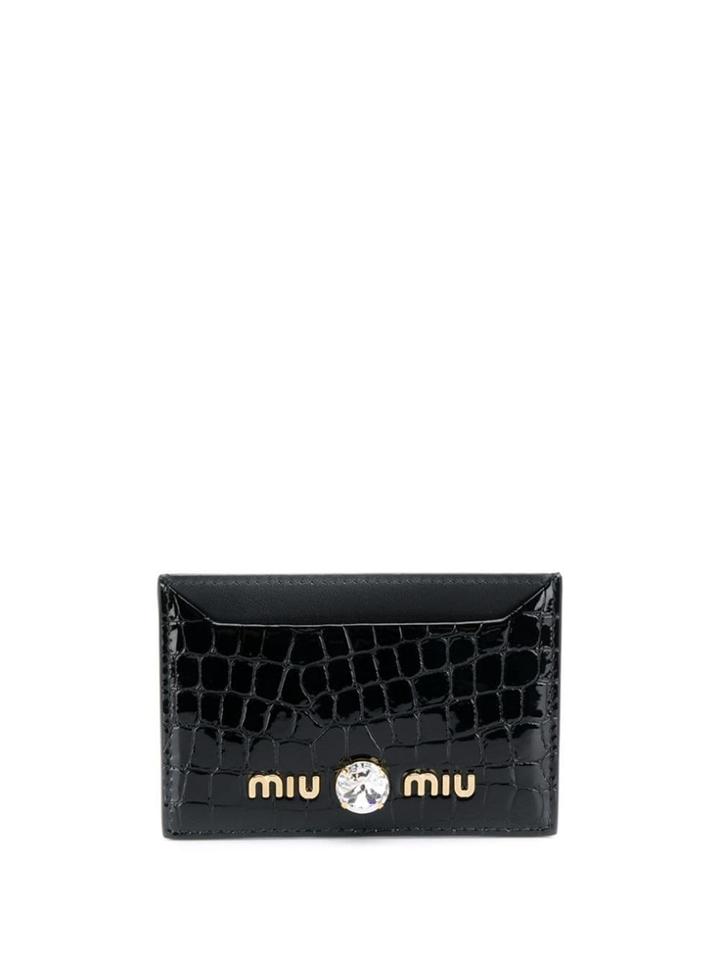 Miu Miu Crocodile-print Leather Wallet - Black