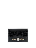 Miu Miu Crocodile-print Leather Wallet - Black