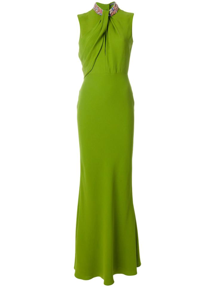 Alexander Mcqueen Embellished Collar Dress - Green