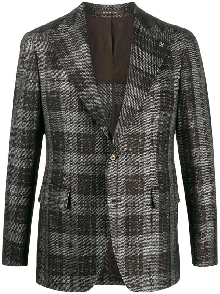 Tagliatore Fitted Check Blazer - Grey