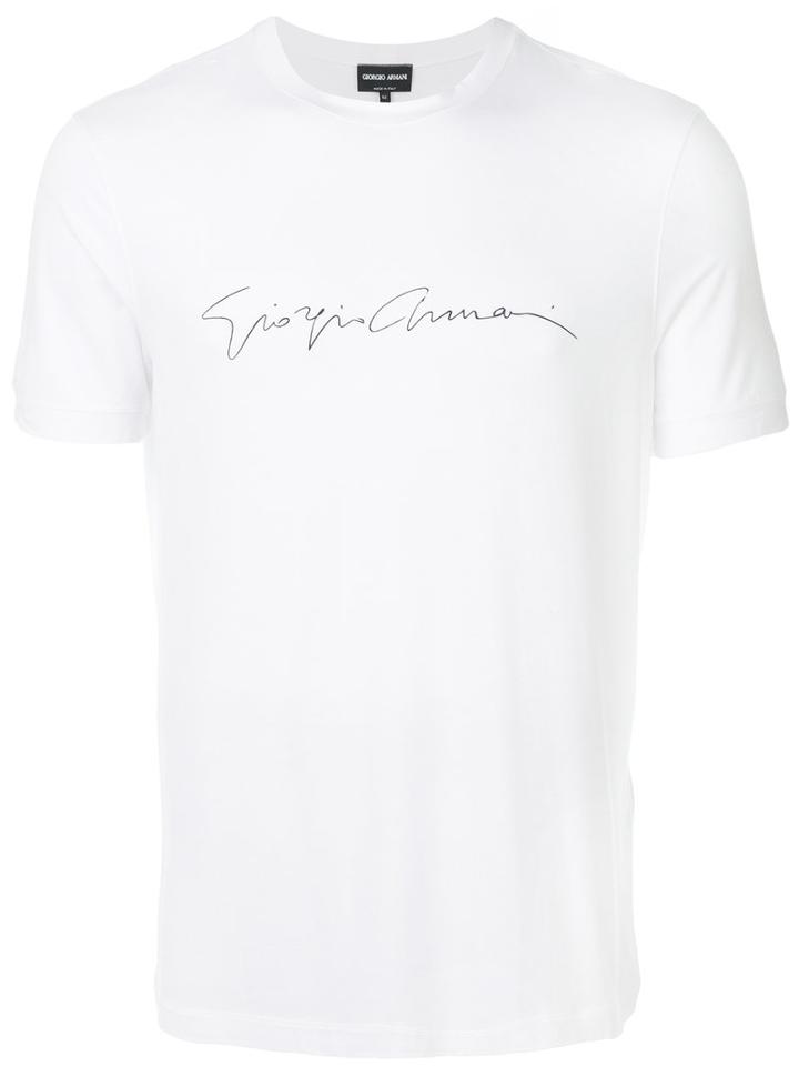 Giorgio Armani - Signature T-shirt - Men - Spandex/elastane/viscose - 56, White, Spandex/elastane/viscose