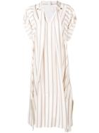 Chloé Striped Pussy Bow Dress - White