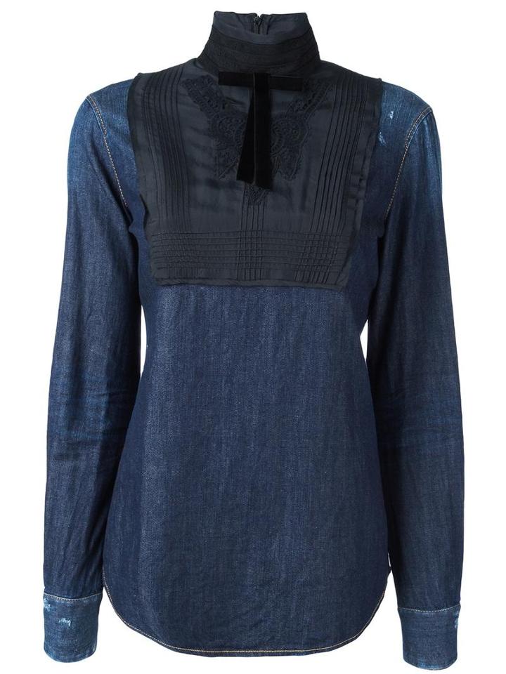 Dsquared2 'victorian' Shirt, Women's, Size: 40, Blue, Silk/cotton/spandex/elastane
