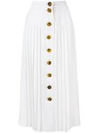 Sara Battaglia Pleated Button Skirt - White