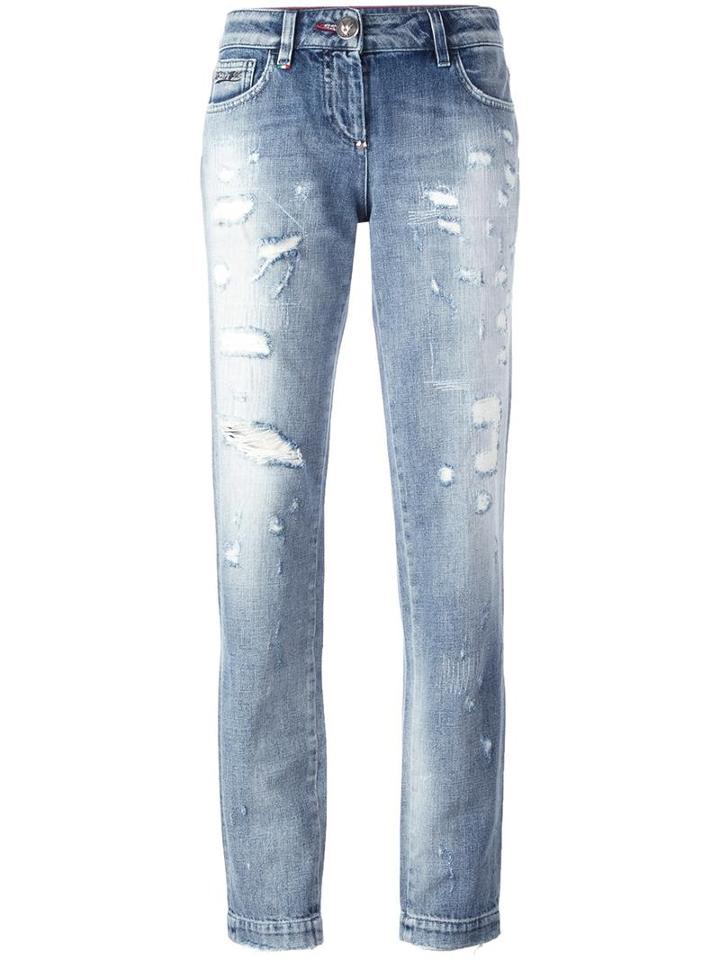Philipp Plein 'choisya' Straight-leg Jeans, Women's, Size: 25, Blue, Cotton/polyester