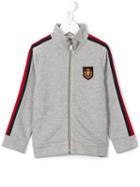Gucci Kids Web Sleeve Zip Sweatshirt, Boy's, Size: 8 Yrs, Grey