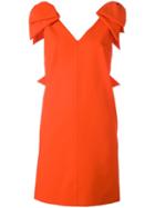 Msgm Bow Detail Dress, Women's, Size: 44, Yellow/orange, Polyester/polyamide/spandex/elastane/cotton