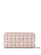Mcm Logo Visetos Wallet - Pink