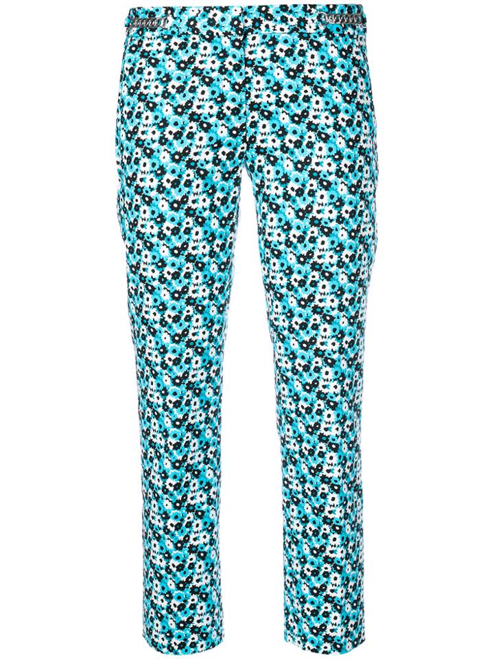Michael Michael Kors Flat Front Cropped Mid Rise Trousers - Blue