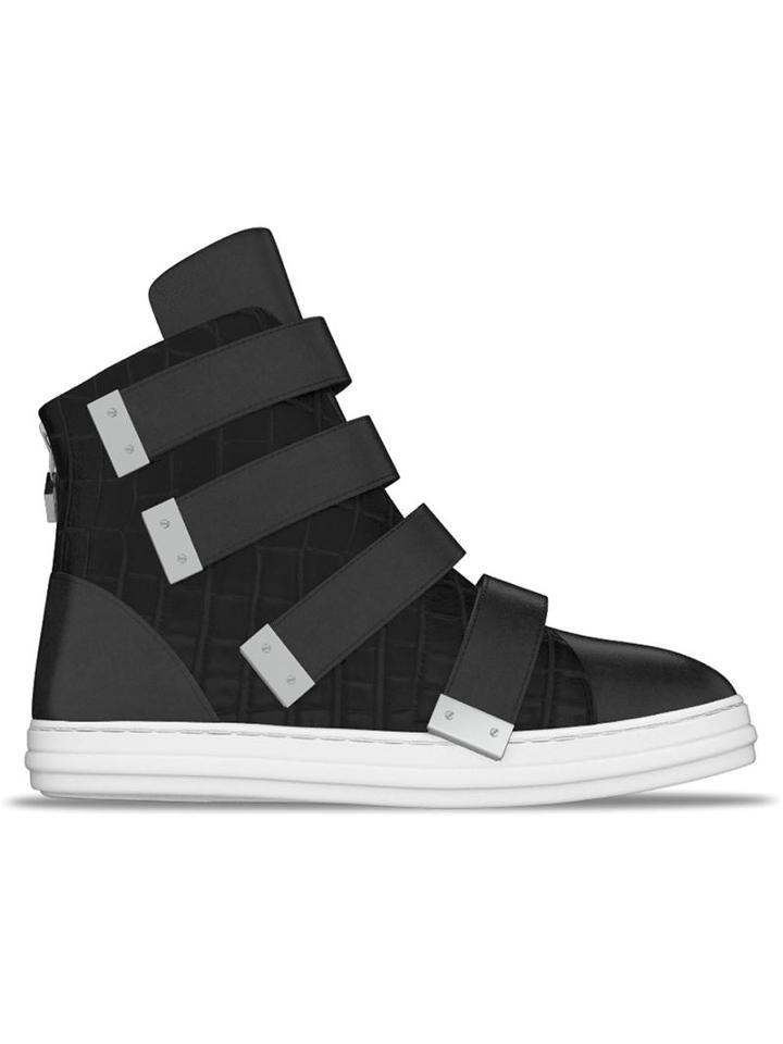 Myswear Bond Hi-top Sneakers, Men's, Size: 43, Black, Leather/rubber/aligator Leather