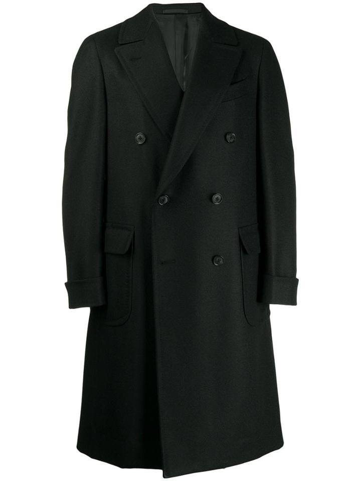 Caruso Double-breasted Coat - Black