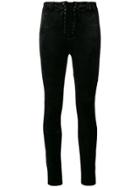 Unravel Project Lace-up Velour Skinny Trousers - Black