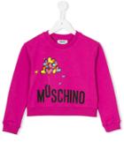 Moschino Kids Logo Print Sweathshirt, Girl's, Size: 12 Yrs, Pink/purple