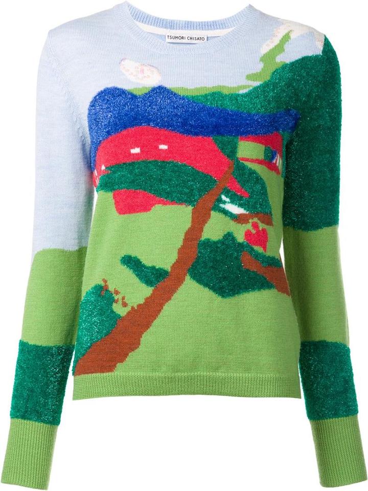 Tsumori Chisato Countryside Motif Jumper, Women's, Size: 3, Wool/nylon