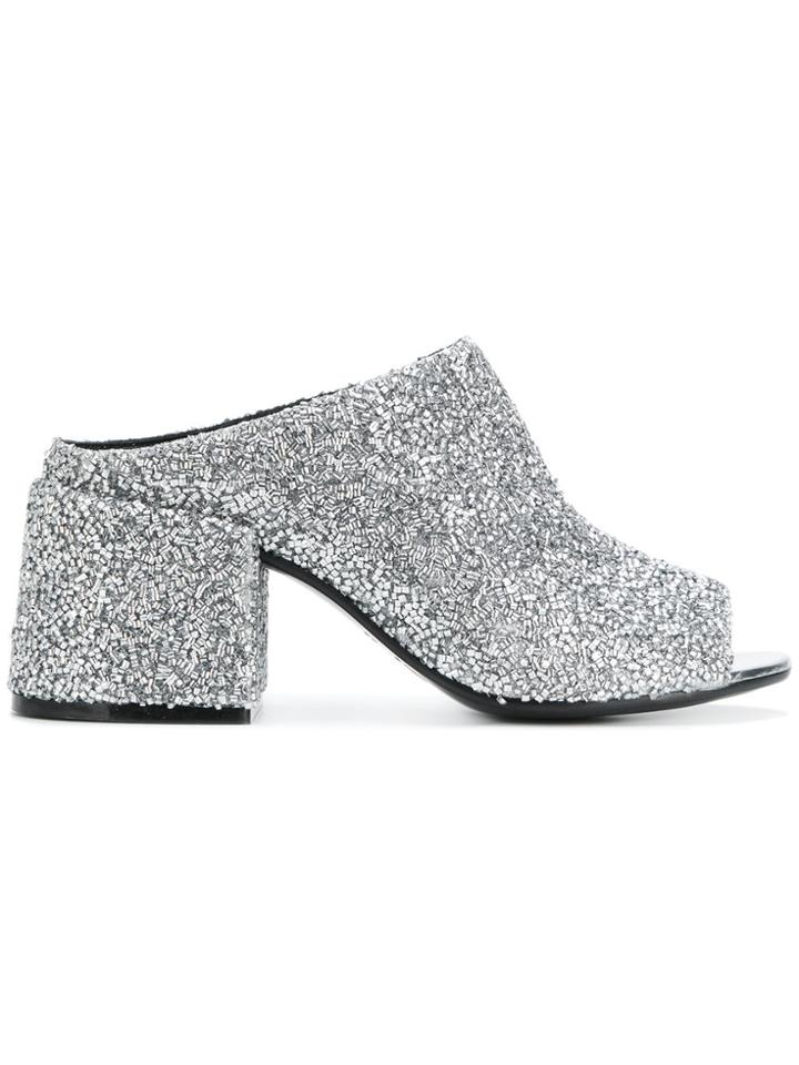 Mm6 Maison Margiela Beaded Mid-heel Mules - Metallic