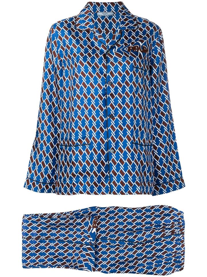 Prada Argyle Print Twill Pyjamas - Blue