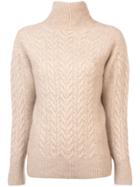 Tomorrowland Cable Knit Turtleneck Jumper - Brown