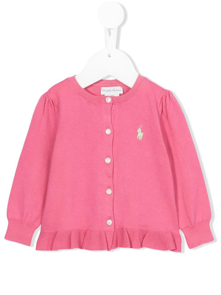 Ralph Lauren Kids - Ruffle Hem Cardigan - Kids - Cotton - 9 Mth, Pink/purple