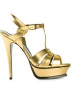 Saint Laurent Tribute Sandals, Women's, Size: 35.5, Grey, Calf Leather/leather