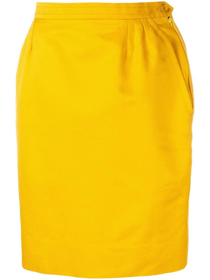 Yves Saint Laurent Vintage High Rise Straight Skirt - Yellow