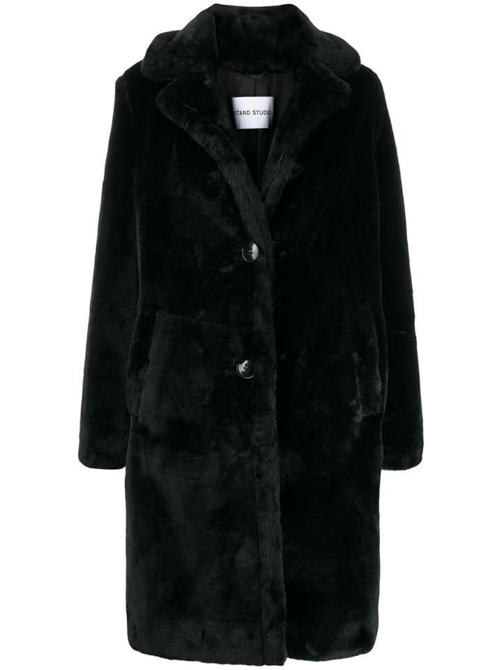 Stand Studio Boxy Fit Button Up Coat - Black