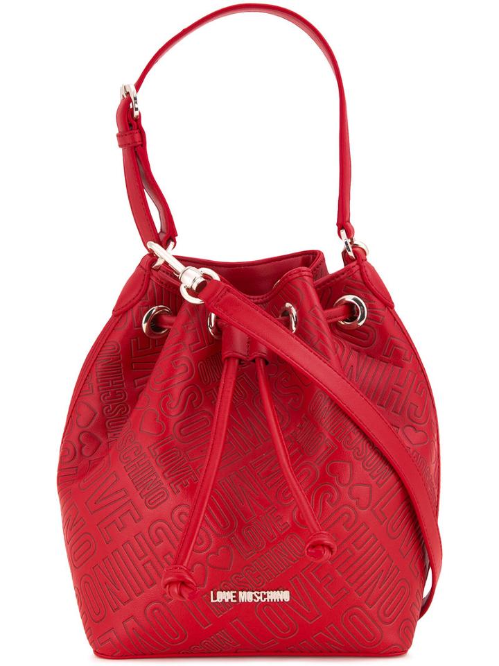 Love Moschino Embossed Logo Shoulder Bag, Women's, Red, Polyurethane