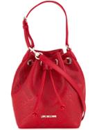 Love Moschino Embossed Logo Shoulder Bag, Women's, Red, Polyurethane