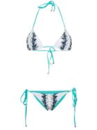 Belusso Feather Printed Bikini - Blue