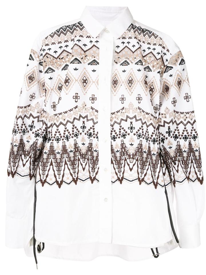 Sacai Geometric Patterned Shirt - White