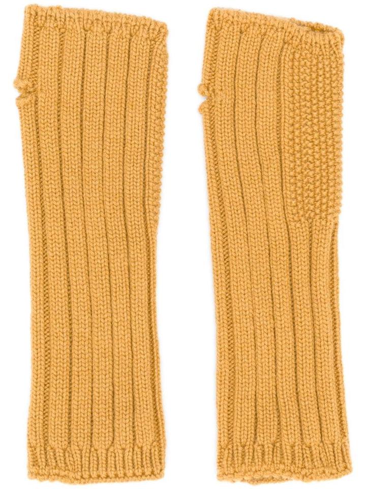 Holland & Holland Cashmere Knited Mittens - Yellow