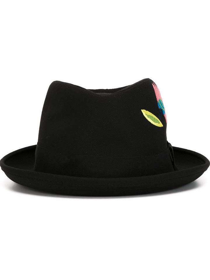 Comme Des Garçons Shirt Embroidered Hat, Men's, Size: Large, Black, Cotton/polyester/wool