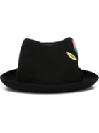 Comme Des Garçons Shirt Embroidered Hat, Men's, Size: Large, Black, Cotton/polyester/wool