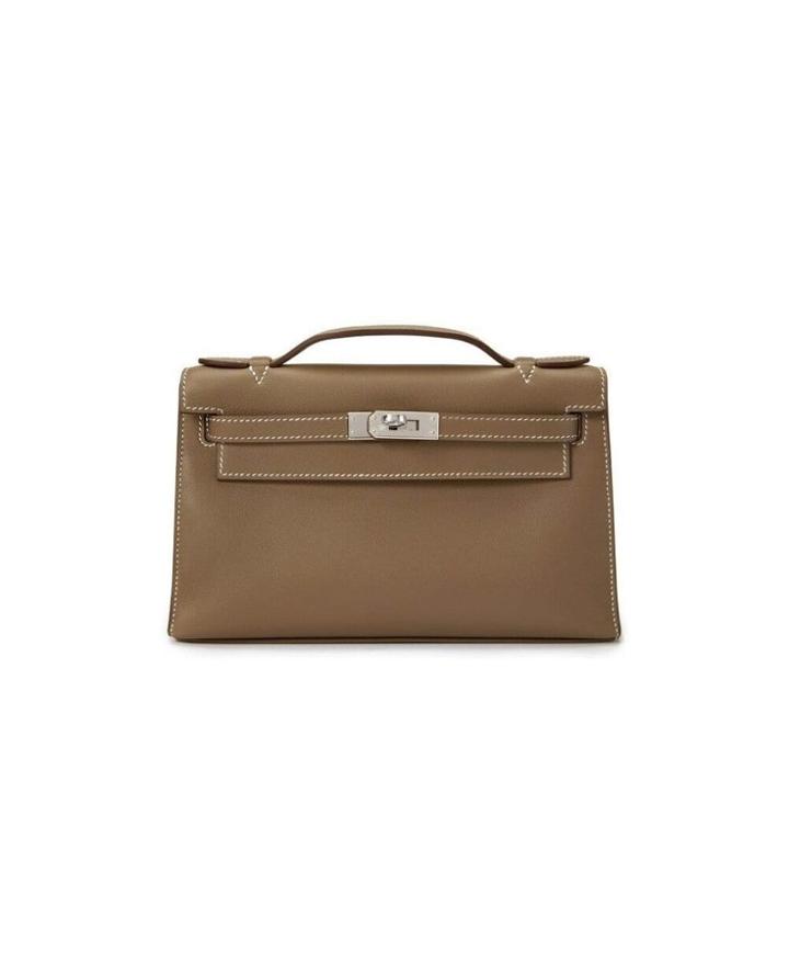 Hermès Vintage Kelly Mini Pochette Etoupe Swift With Palladium -