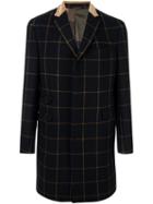 Etro Woven Check Coat, Men's, Size: 50, Black, Silk/cotton/calf Leather/wool