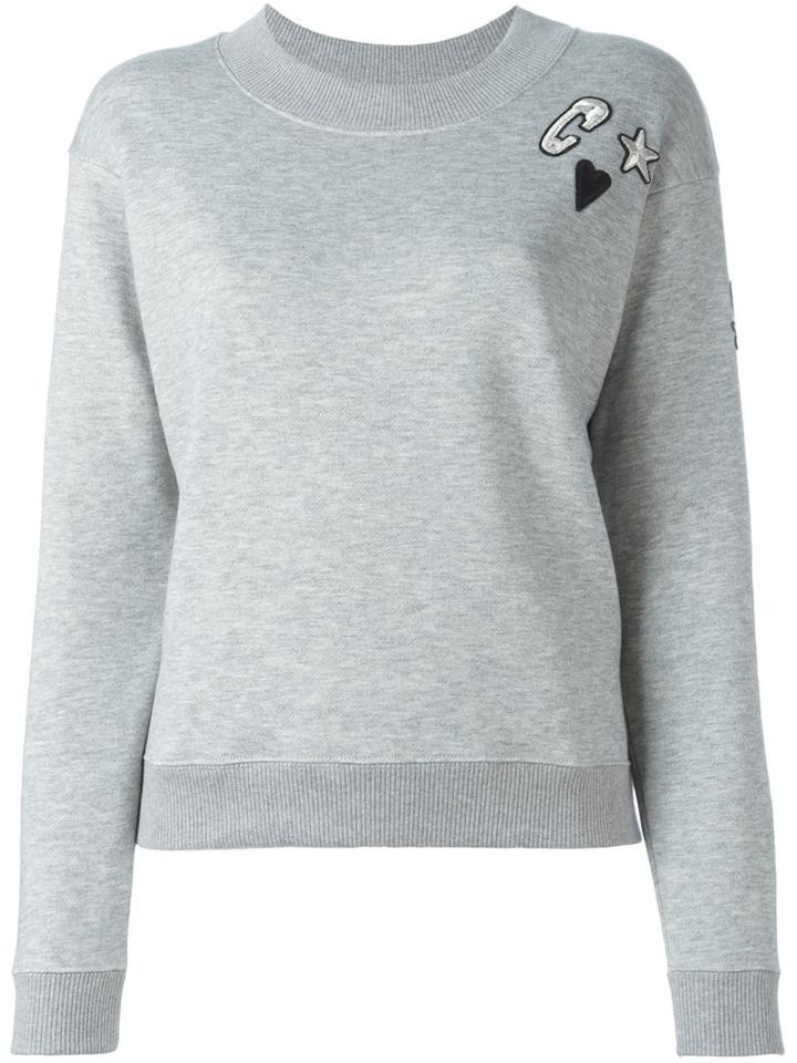 Sonia Rykiel 'heart' Patch Longsleeved Sweatshirt, Women's, Size: Small, Grey, Cotton/viscose/polyester/polyamide