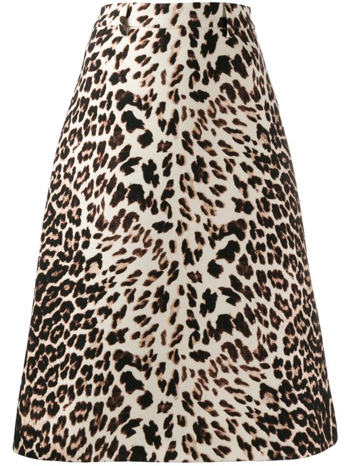 Prada Leopard Print A-line Skirt - Neutrals