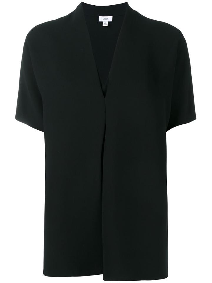 Vince V-neck Blouse, Women's, Size: Small, Black, Polyester