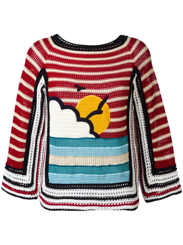 Red Valentino Crochet Knit Jumper - Multicolour