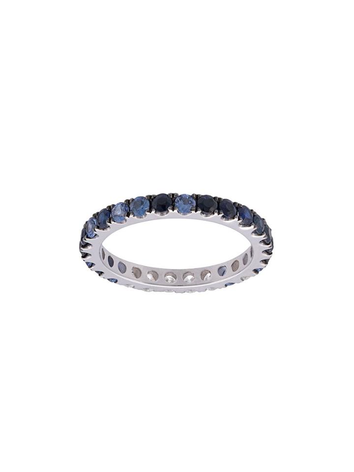 Shay 18kt White Gold Eternity Diamond And Sapphire Ring - Blue